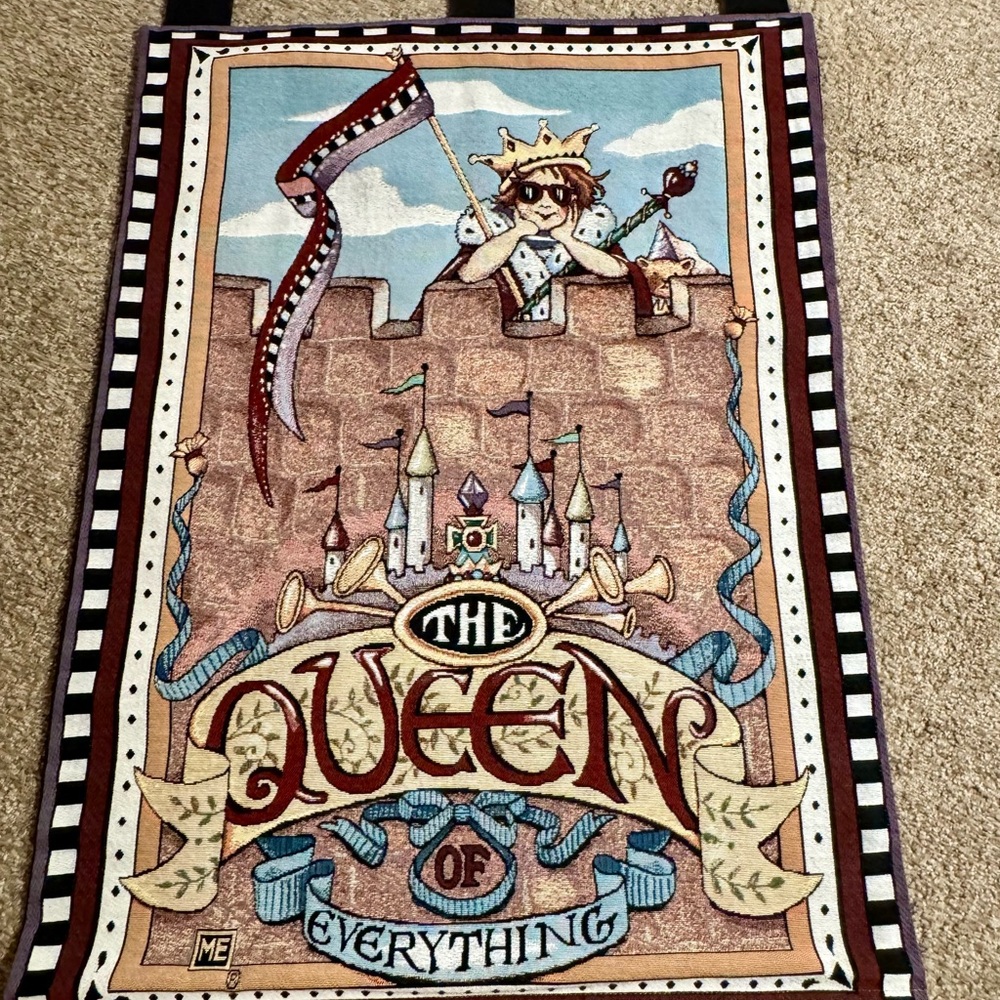 Vintage Mary Engelbreit Tapestry Wall Hanging The Queen of Everything